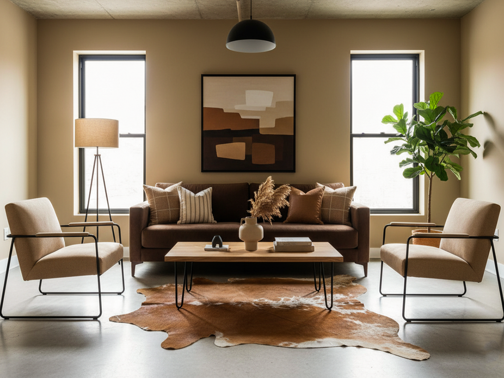Tan Brown and White Hereford Cowhide Area Rug