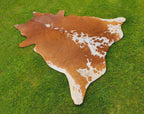 Tan Brown and White Hereford Cowhide Area Rug