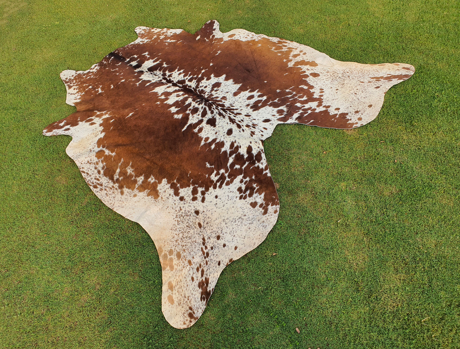 Reddish Brown and White Speckled Hair-On Cowhide Rug