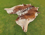 Reddish Brown and White Speckled Hair-On Cowhide Rug