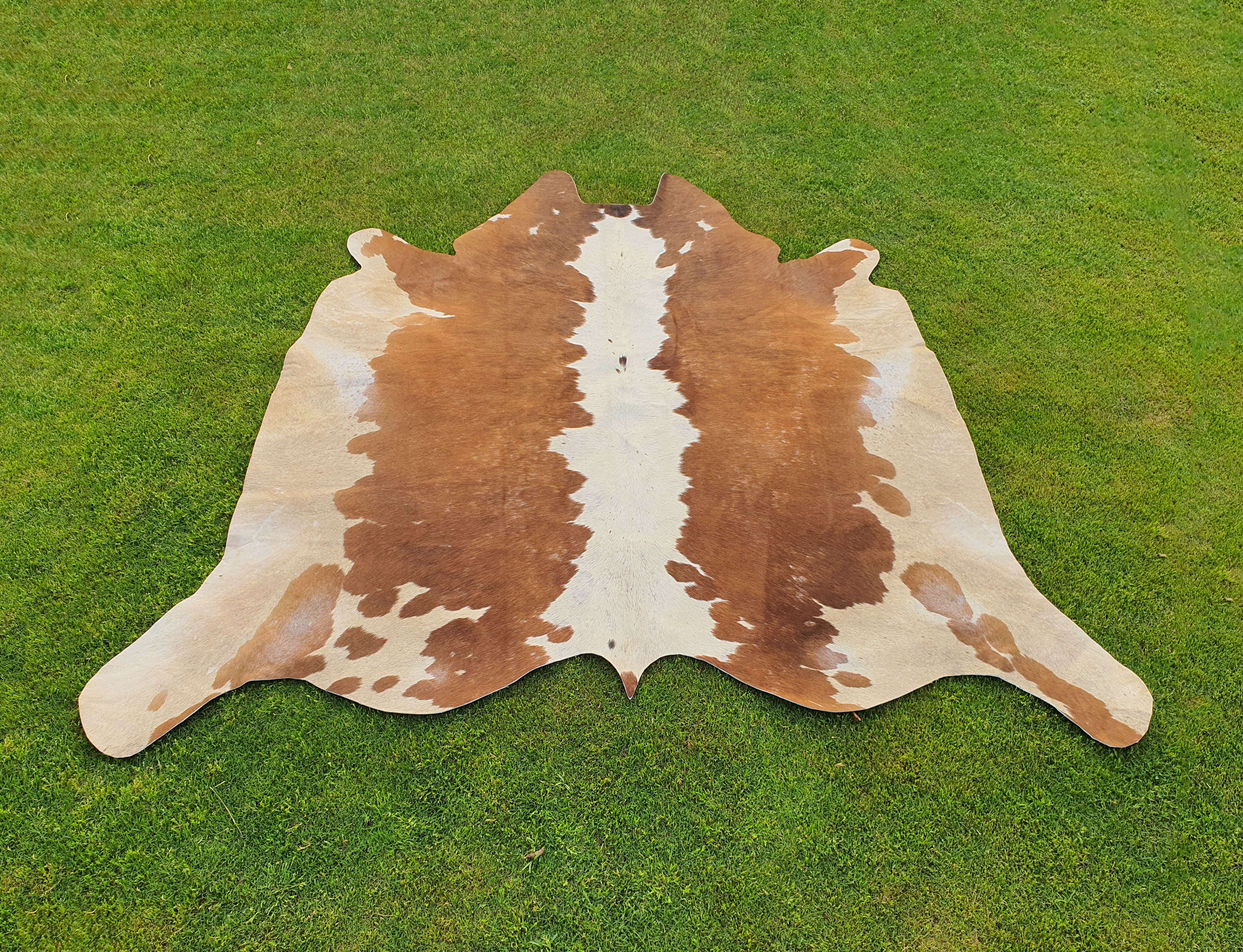 Brown and White Unique Print Hereford Cowhide Rug