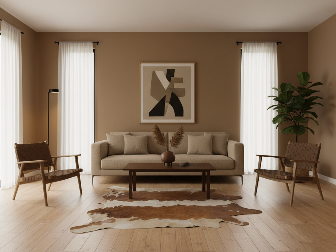 Brown and White Unique Print Hereford Cowhide Rug