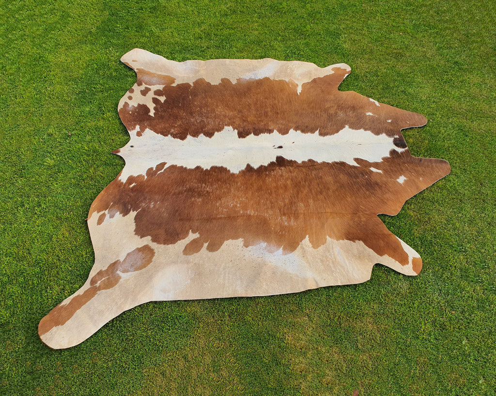 Brown and White Unique Print Hereford Cowhide Rug