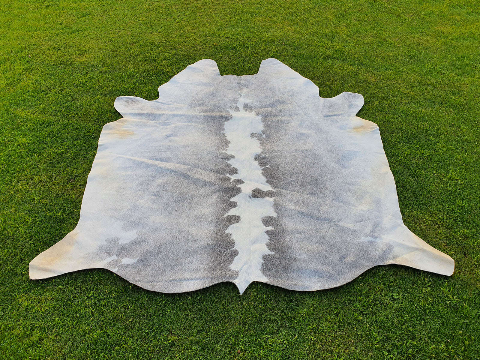 Grey and White Luxury Hereford Cowhide Rug