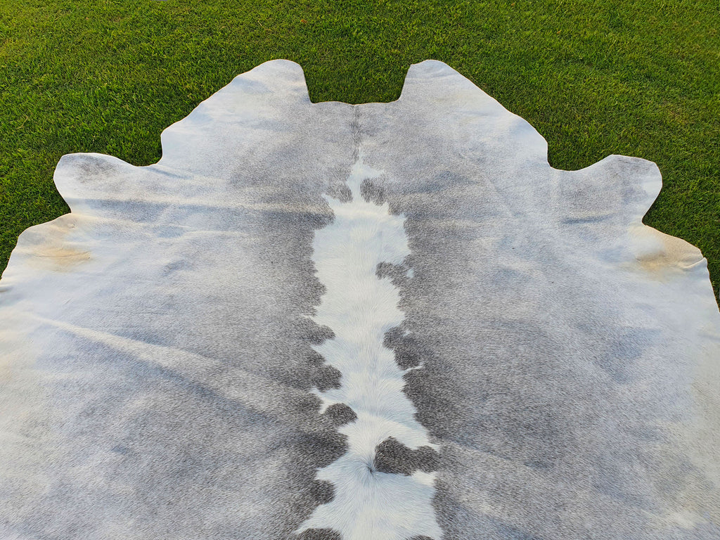 Grey and White Luxury Hereford Cowhide Rug