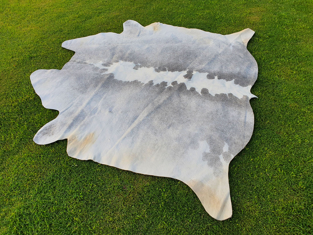 Grey and White Luxury Hereford Cowhide Rug