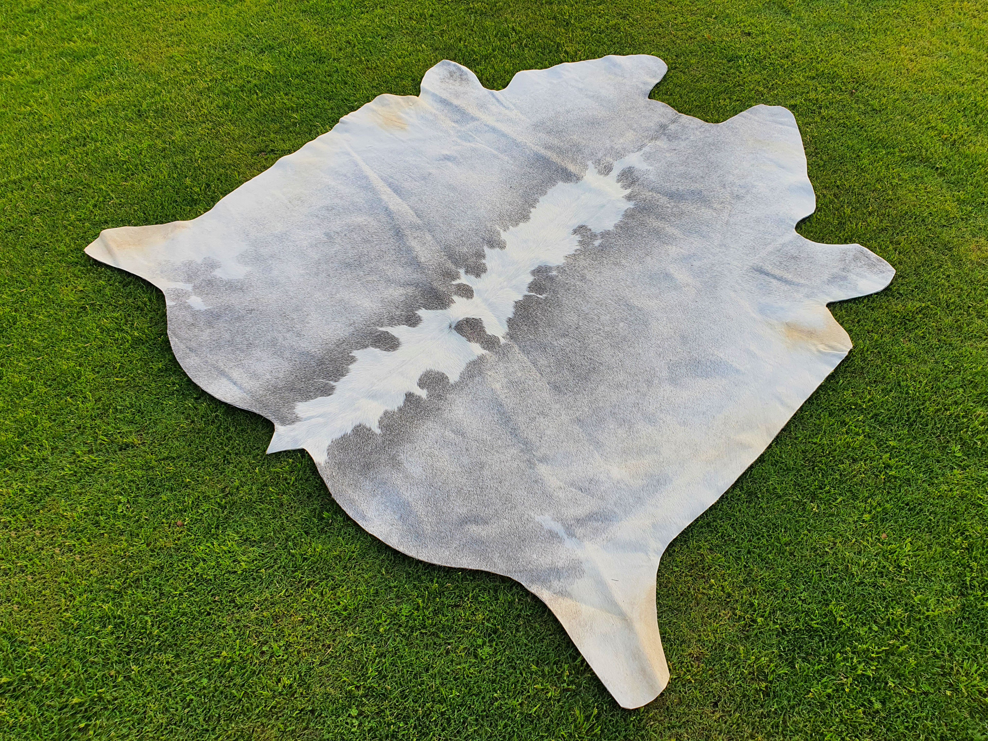 Grey and White Luxury Hereford Cowhide Rug
