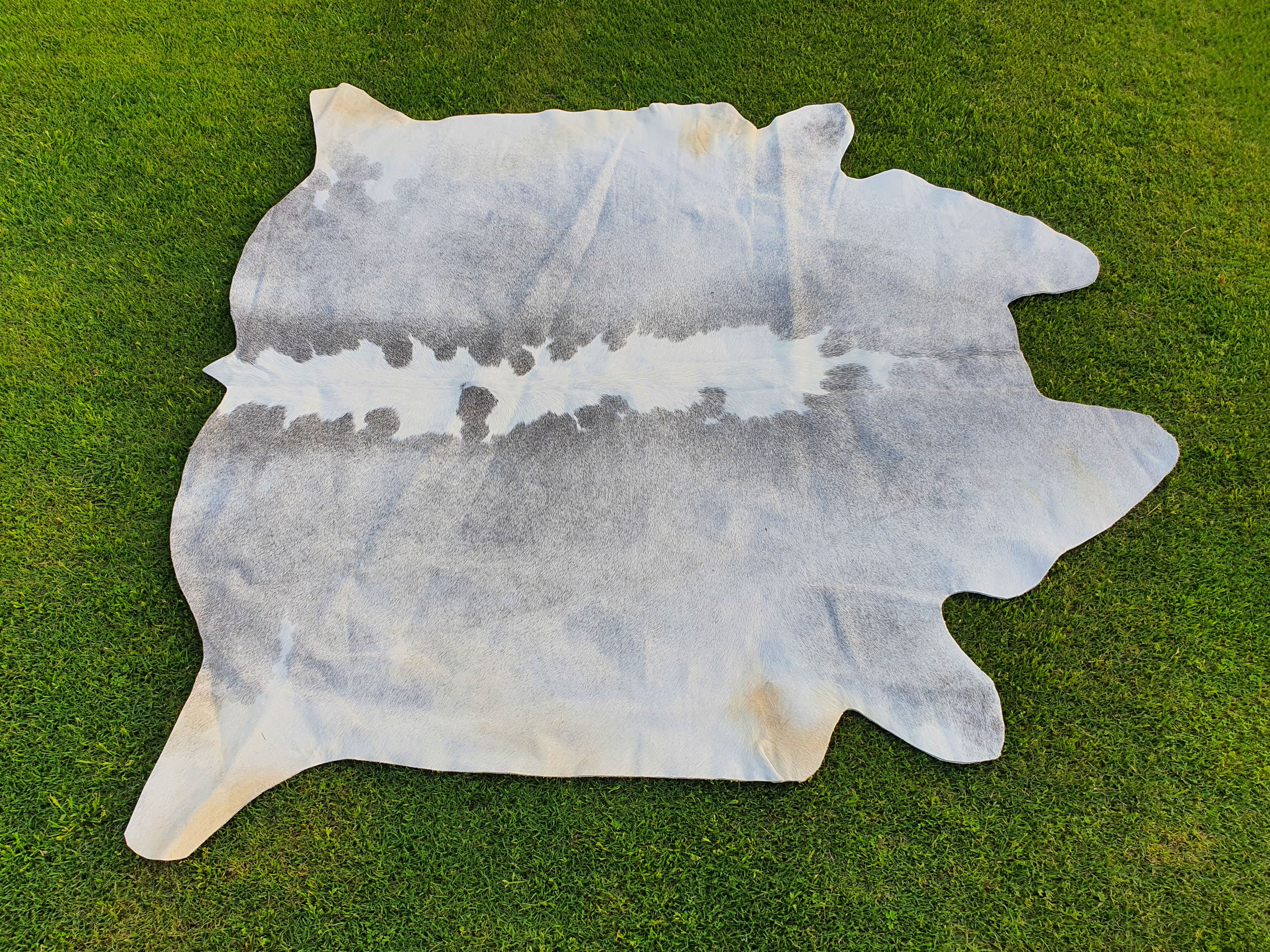 Grey and White Luxury Hereford Cowhide Rug