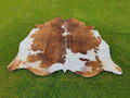 Brown and White Hair-On Cowhide Rug in Panda Print