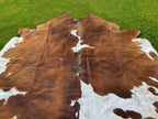Brown and White Hair-On Cowhide Rug in Panda Print
