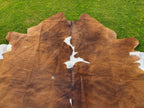 Brown and White Hair-On Cowhide Rug in Panda Print