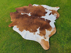 Brown and White Hair-On Cowhide Rug in Panda Print