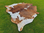 Brown and White Hair-On Cowhide Rug in Panda Print