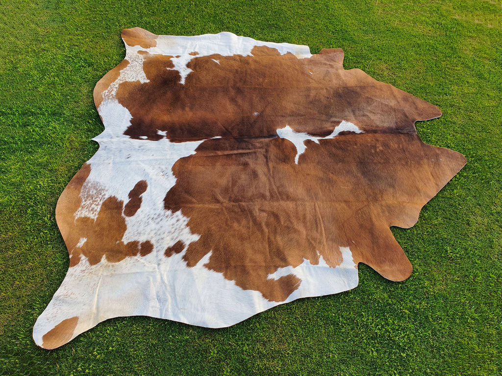 Brown and White Hair-On Cowhide Rug in Panda Print