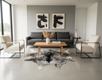 Salt and Pepper Print Tricolor Luxury Cowhide Rug