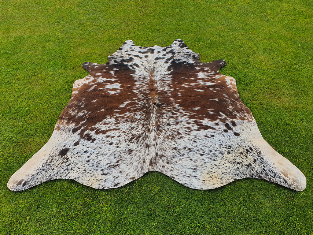 Tricolor Salt and Pepper Print Cowhide Rug