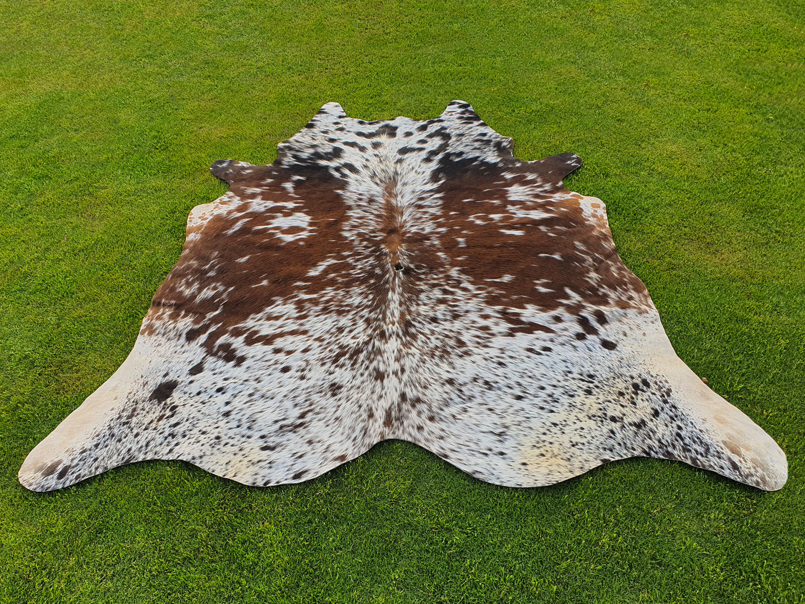 Tricolor Salt and Pepper Print Cowhide Rug