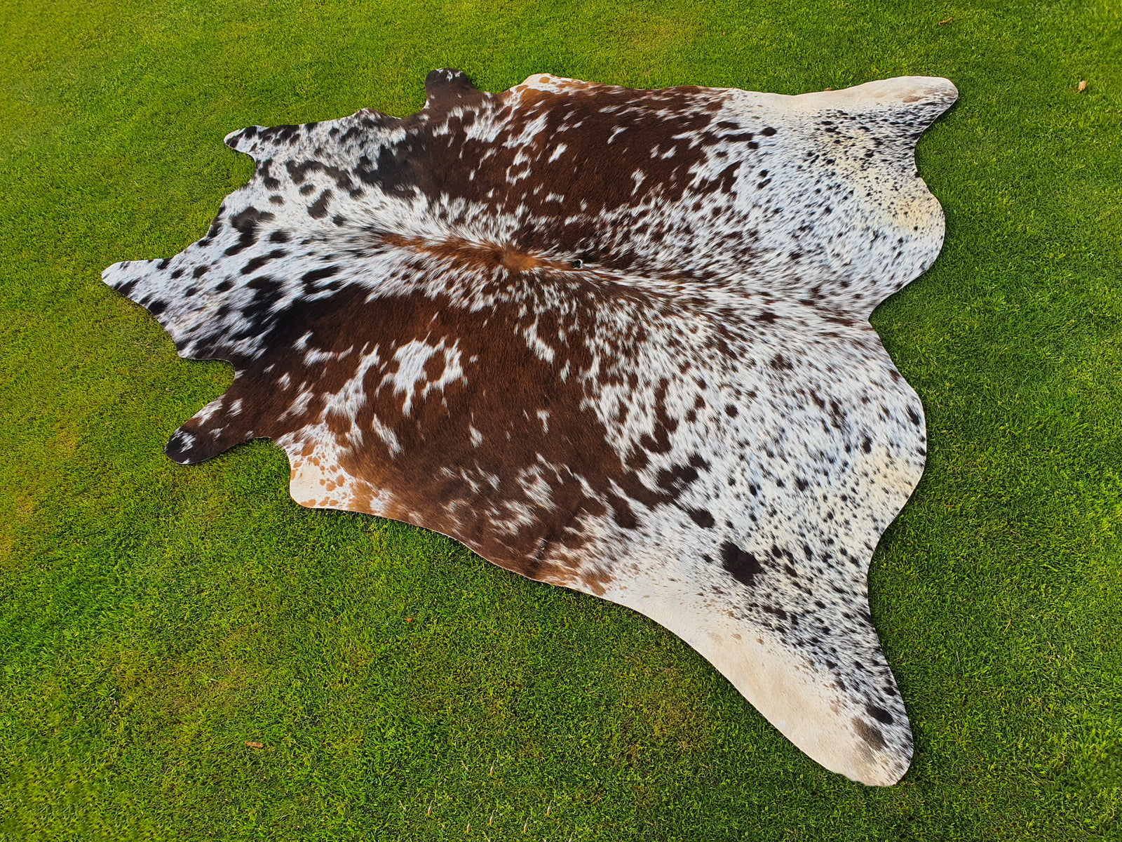 Tricolor Salt and Pepper Print Cowhide Rug
