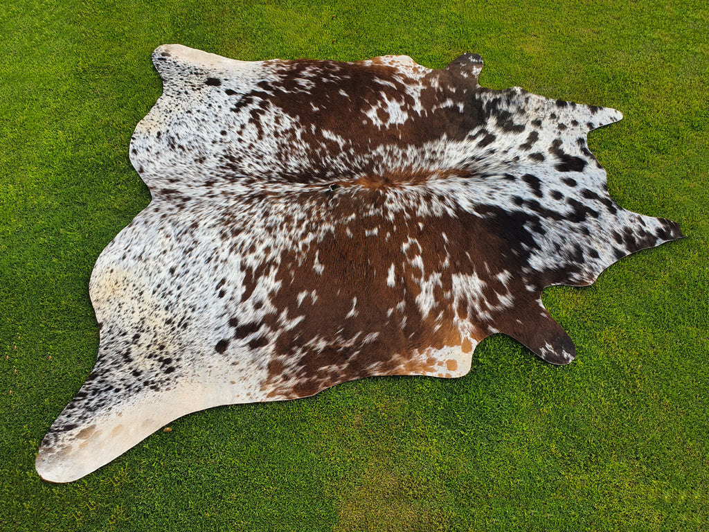 Tricolor Salt and Pepper Print Cowhide Rug