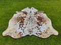 Tan Brown and White Cowhide Rug with Salt and Pepper Print