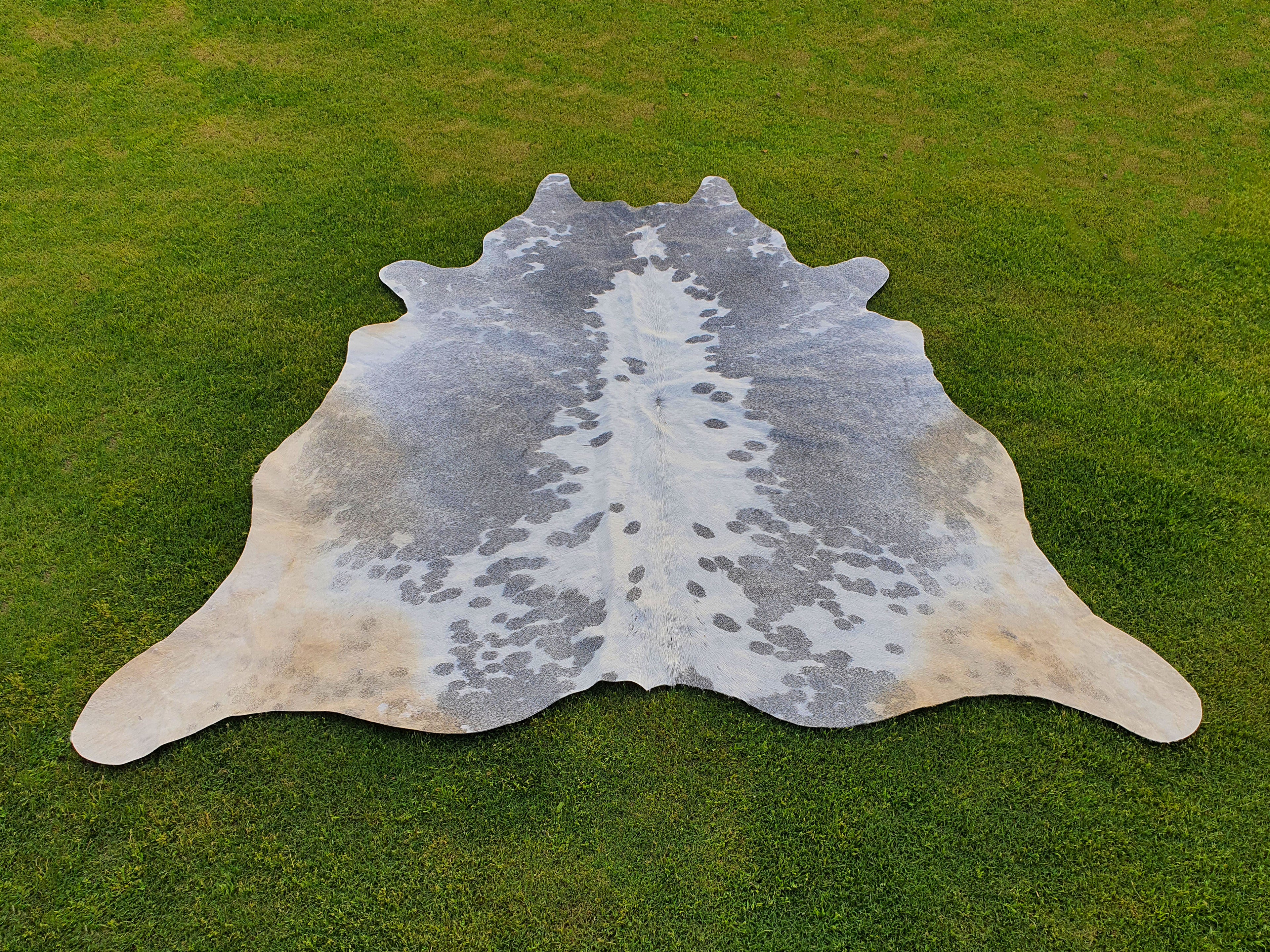 Grey and White Exclusive Hereford Cowhide Rug
