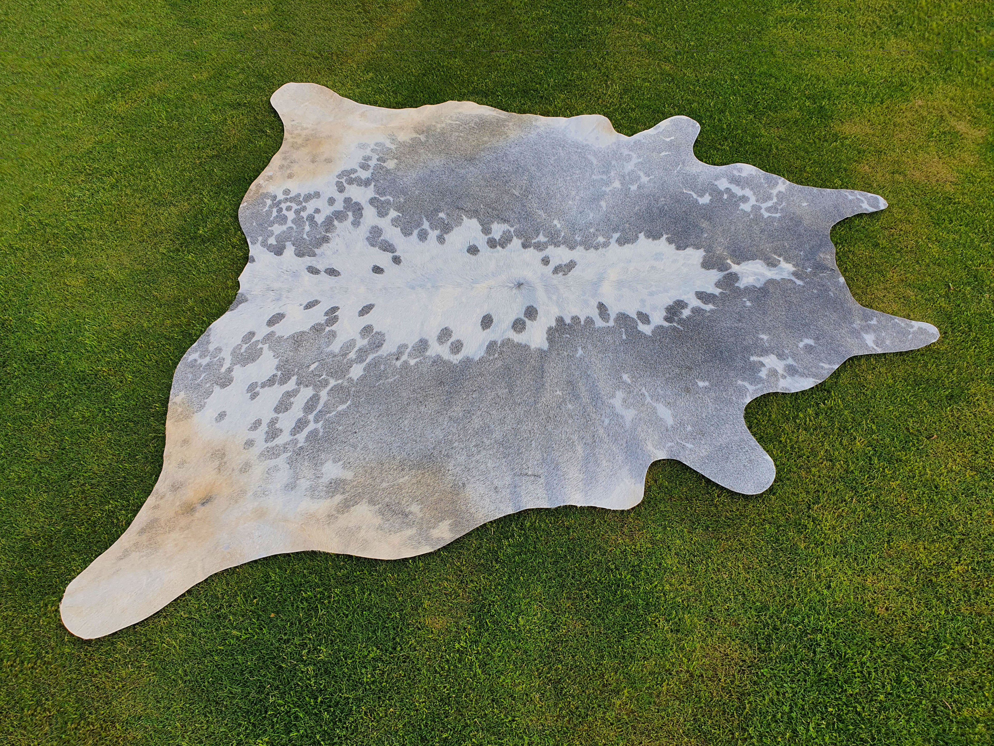 Grey and White Exclusive Hereford Cowhide Rug