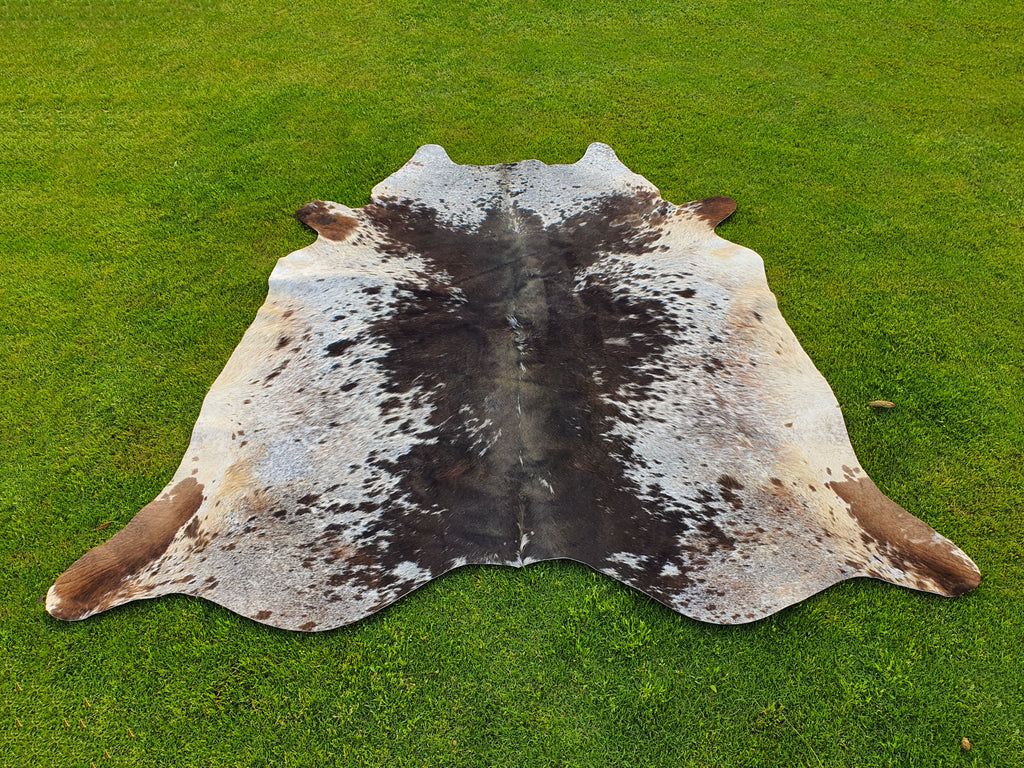 Tricolor Black and White Speckled Cowhide Rug