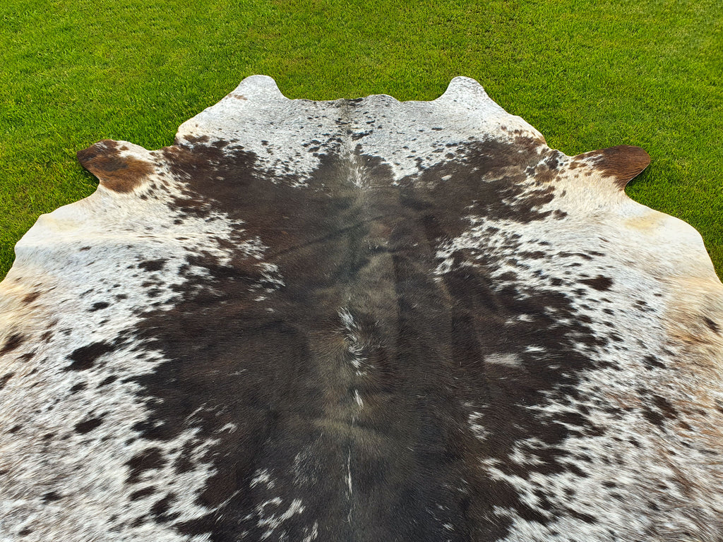 Tricolor Black and White Speckled Cowhide Rug
