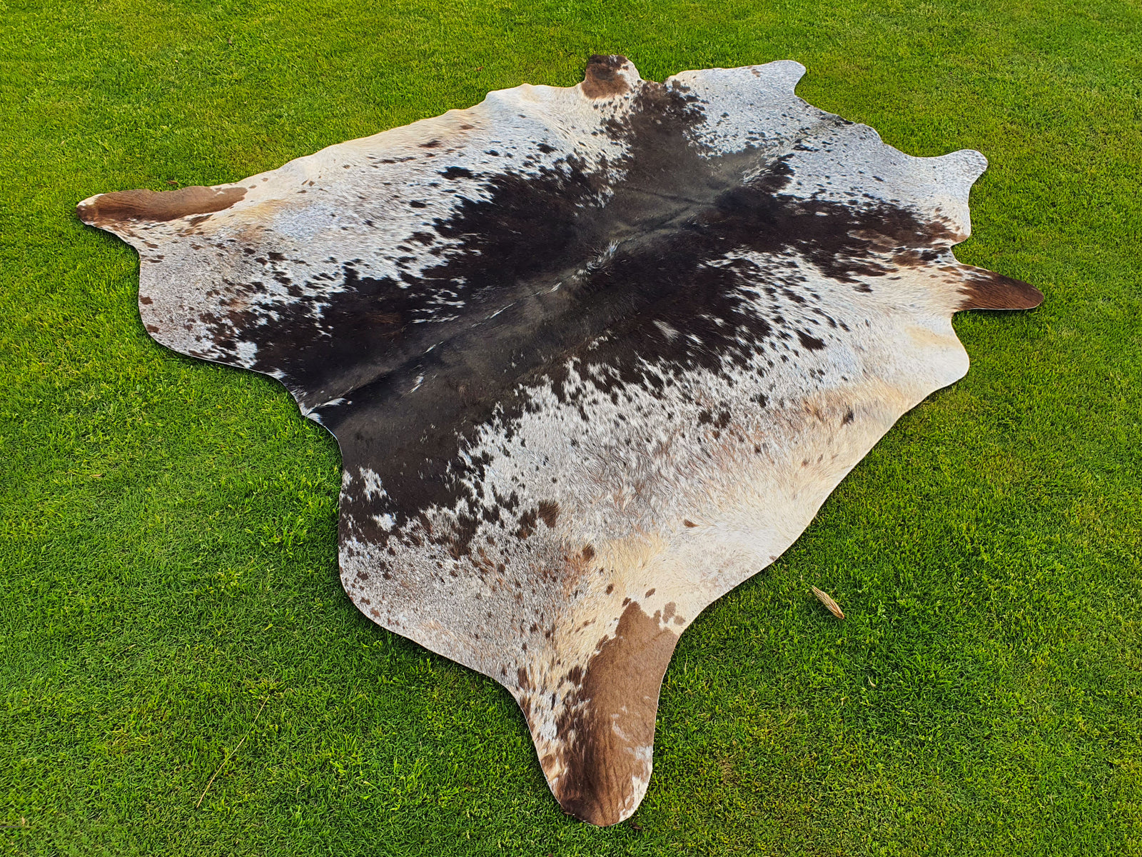 Tricolor Black and White Speckled Cowhide Rug