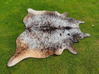 Exclusive Tricolor Cowhide Rug in Salt and Pepper Print