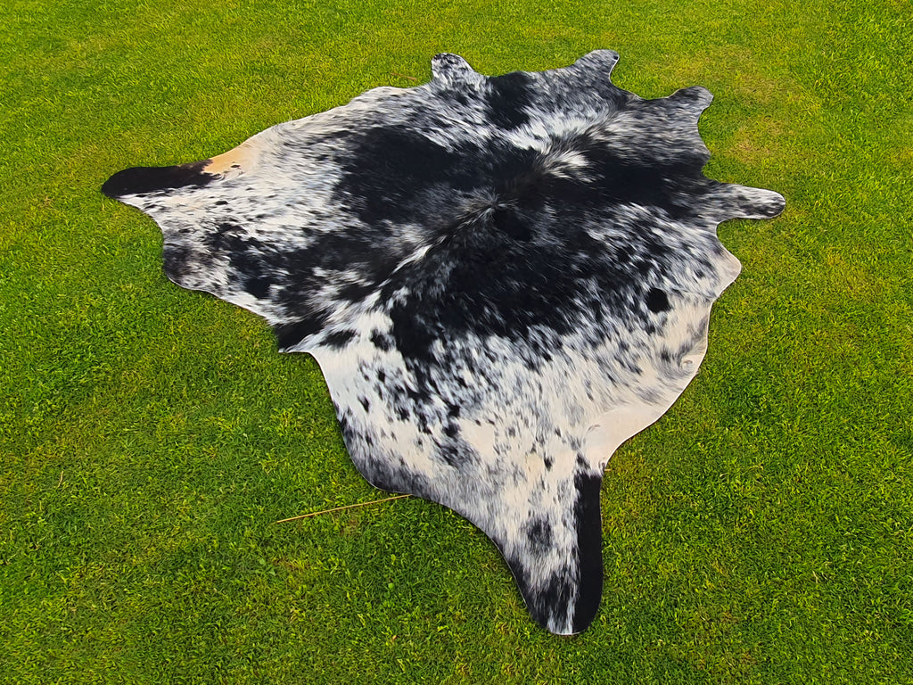 Luxury Black and White Cowhide with Salt and Pepper Print