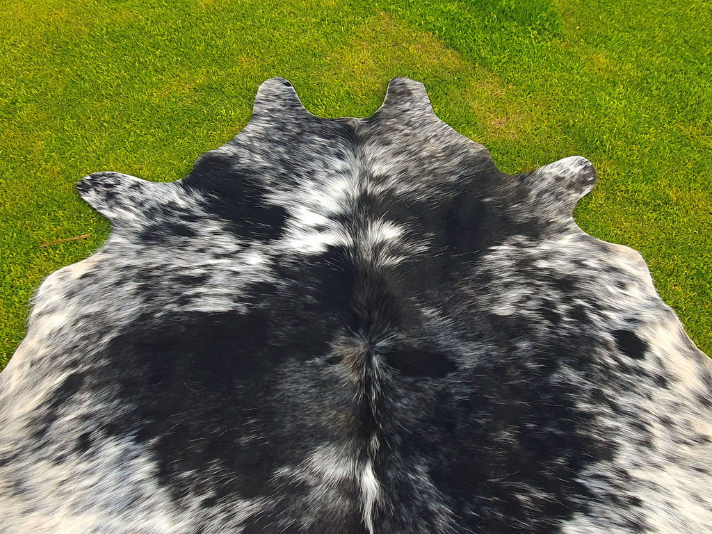 Luxury Black and White Cowhide with Salt and Pepper Print