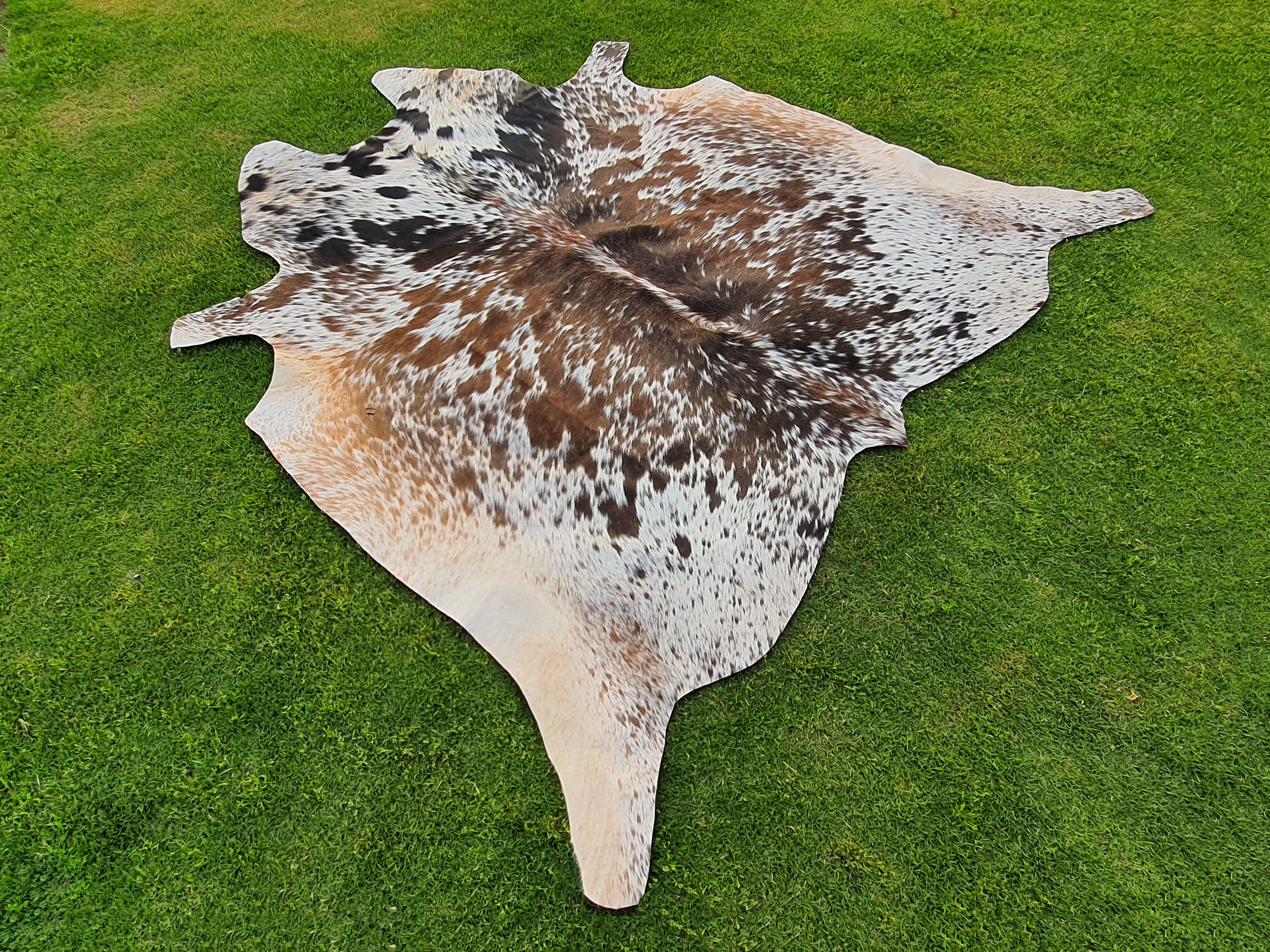 Tricolor Speckled Cowhide Rug for Home Décor
