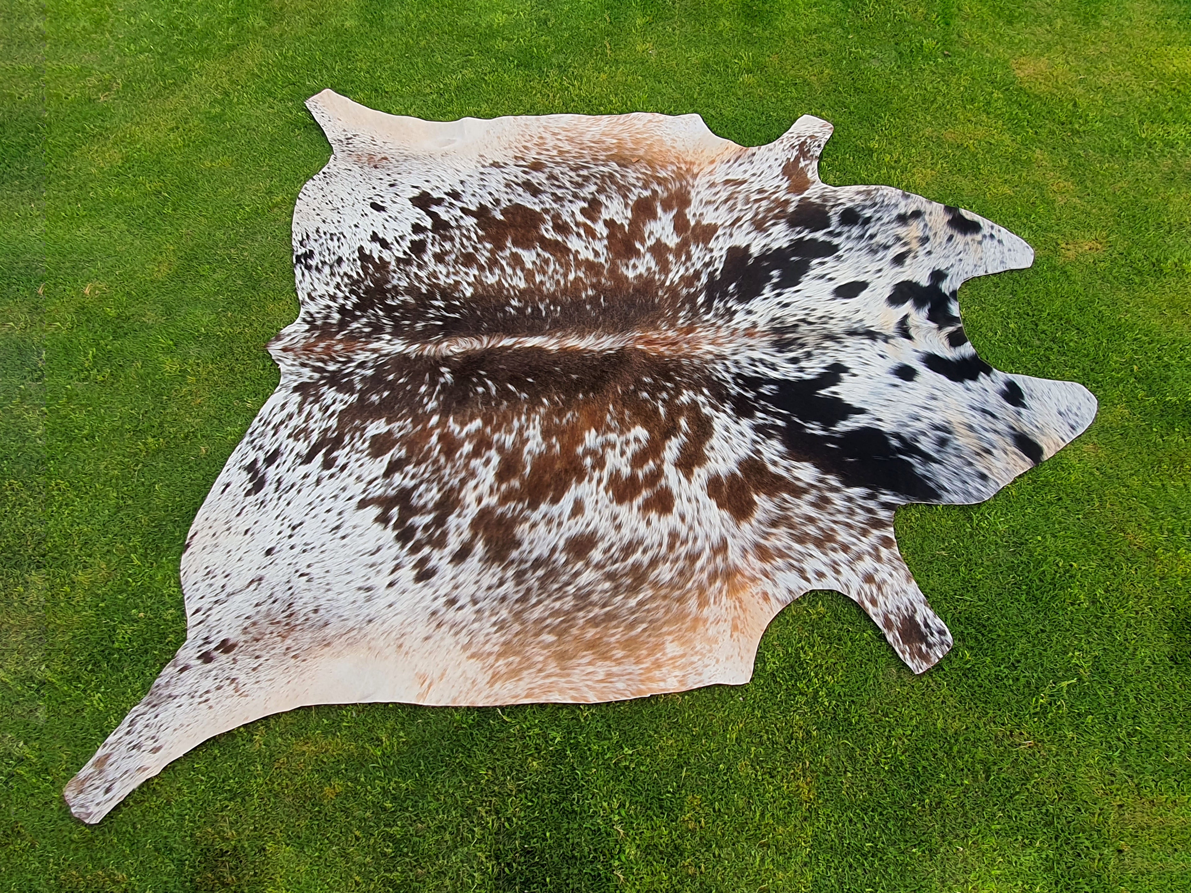 Tricolor Speckled Cowhide Rug for Home Décor