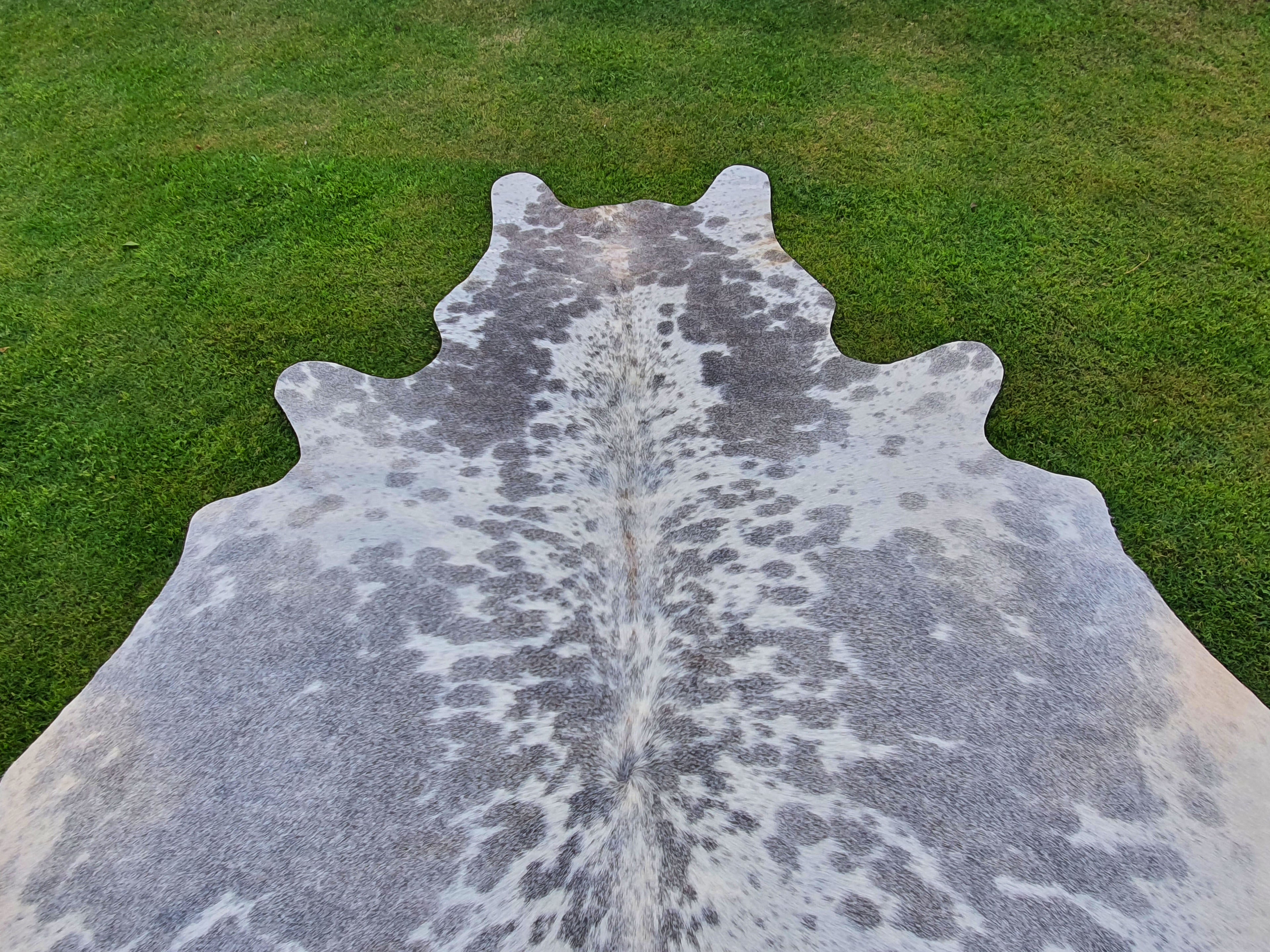 Grey and White Speckled Hair-On Cowhide Rug