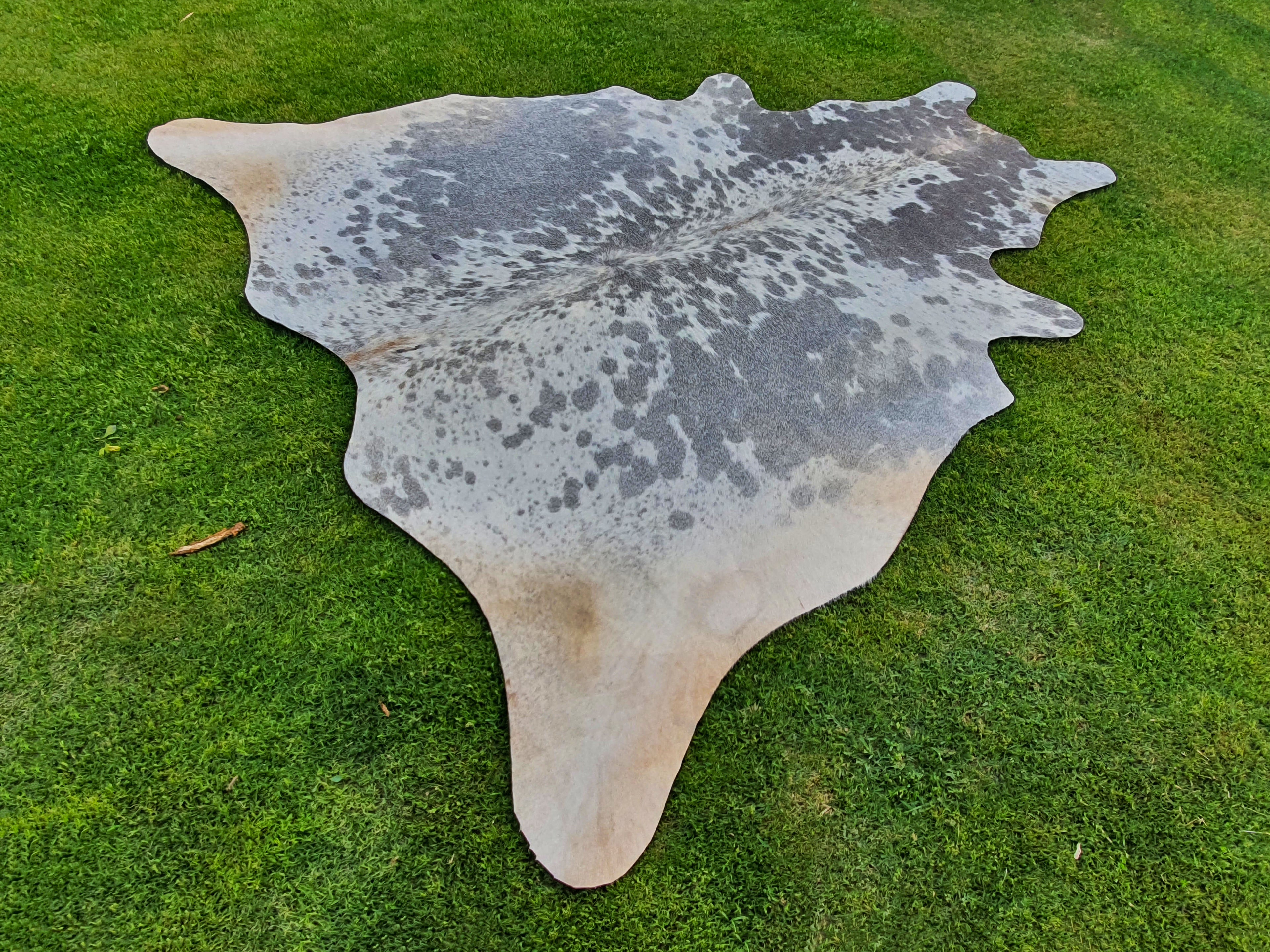 Grey and White Speckled Hair-On Cowhide Rug
