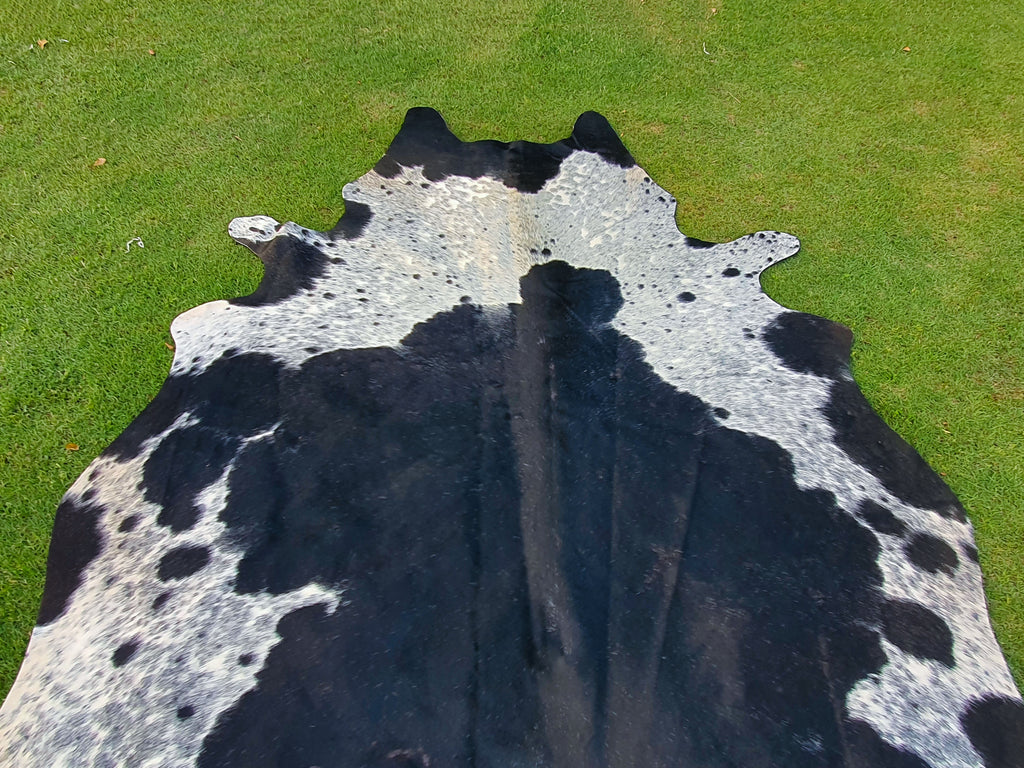 Black and White Hair-On Cowhide Rug in Panda Print