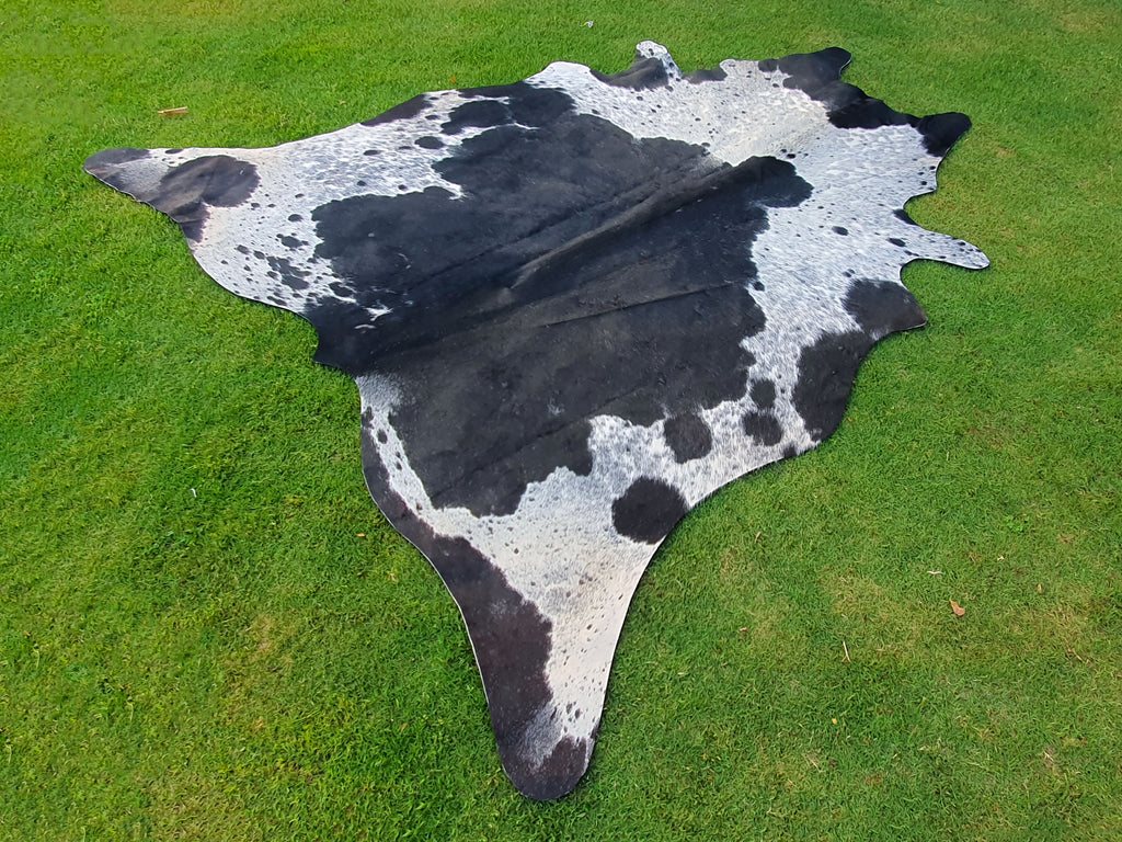 Black and White Hair-On Cowhide Rug in Panda Print
