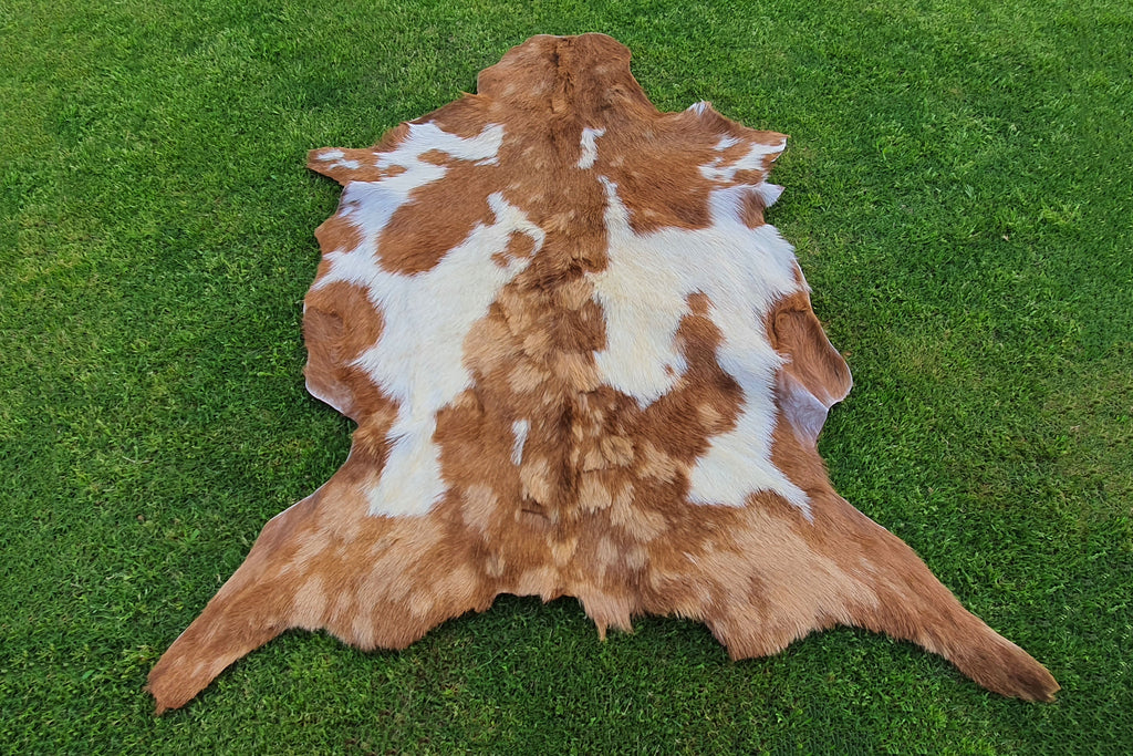Beige and White Color Exclusive Goatskin Pelt