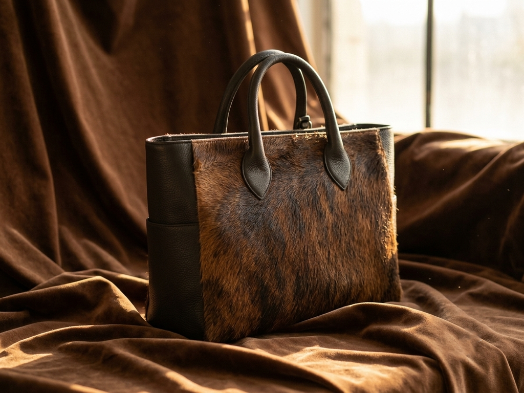 Cowhide Tote Bag - Brindle Cowhide