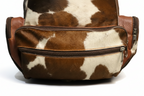 Cowhide Backpack Bag - Brown and White