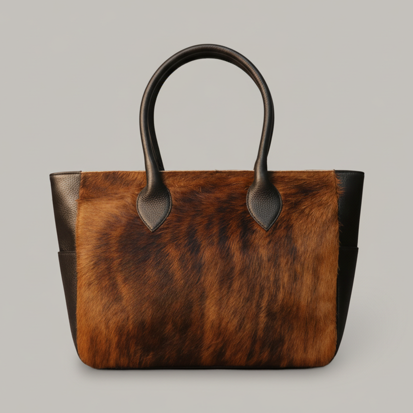 Cowhide Tote Bag - Brindle Cowhide