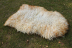 Wool Sheepskin Rug – White with Brown Tips