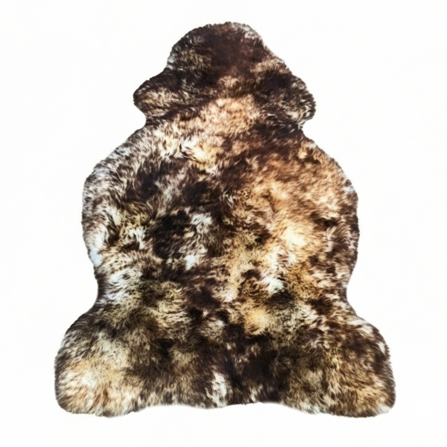 Exotic Sheepskin Throw Rug – With Chocolate Brown Tips