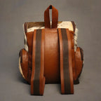 Cowhide Backpack Bag - Brown and White