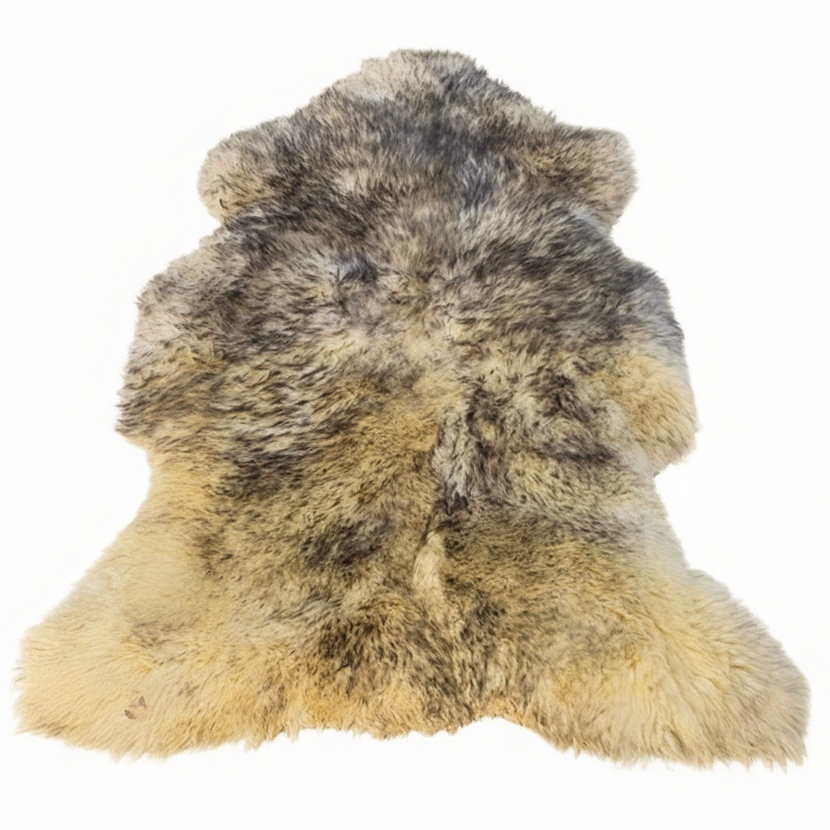Sheepskin Fur Rug – Yellowish Base with Grey Tips