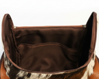 Cowhide Backpack Bag - Brown and White