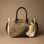 Cowhide Tote Bag - Grey and White Cow Skin