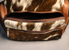 Cowhide Backpack Bag - Brown and White