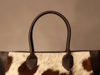 Cowhide Tote Bag - Brown and White